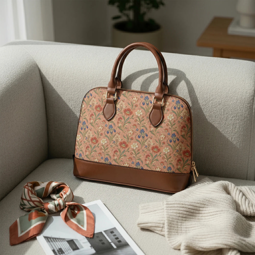 Hashiya Flowers — Apricot Dome Handbag — view 5