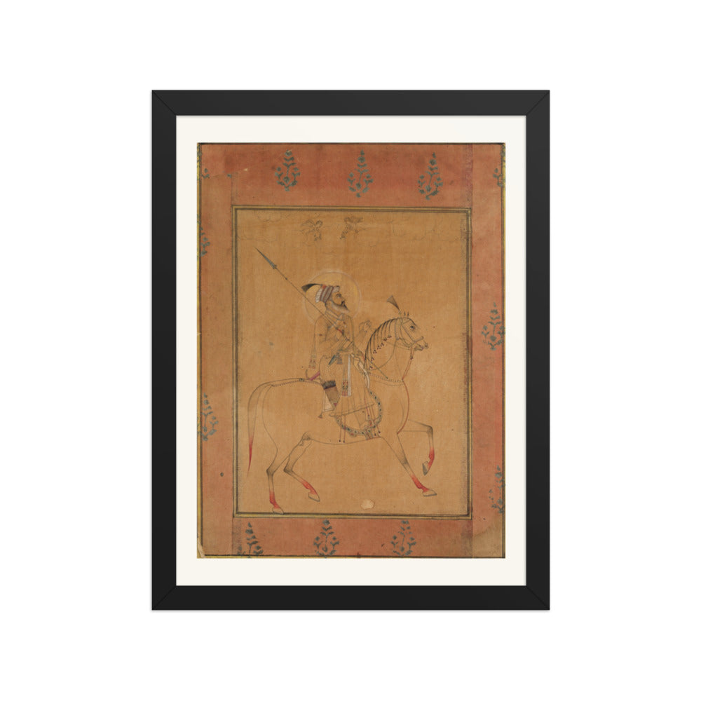 Emperor Shah Jahan on Horseback — Restored Mughal Wall Art — view 2
