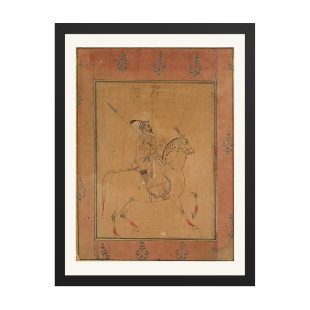 Emperor Shah Jahan on Horseback — Restored Mughal Wall Art — view 1