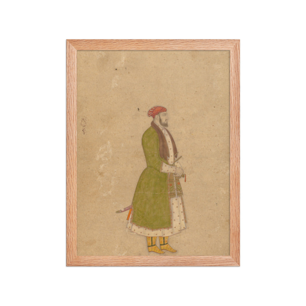 Portrait of the Courtier Mirza Muizz — Restored Mughal Wall Art — view 4