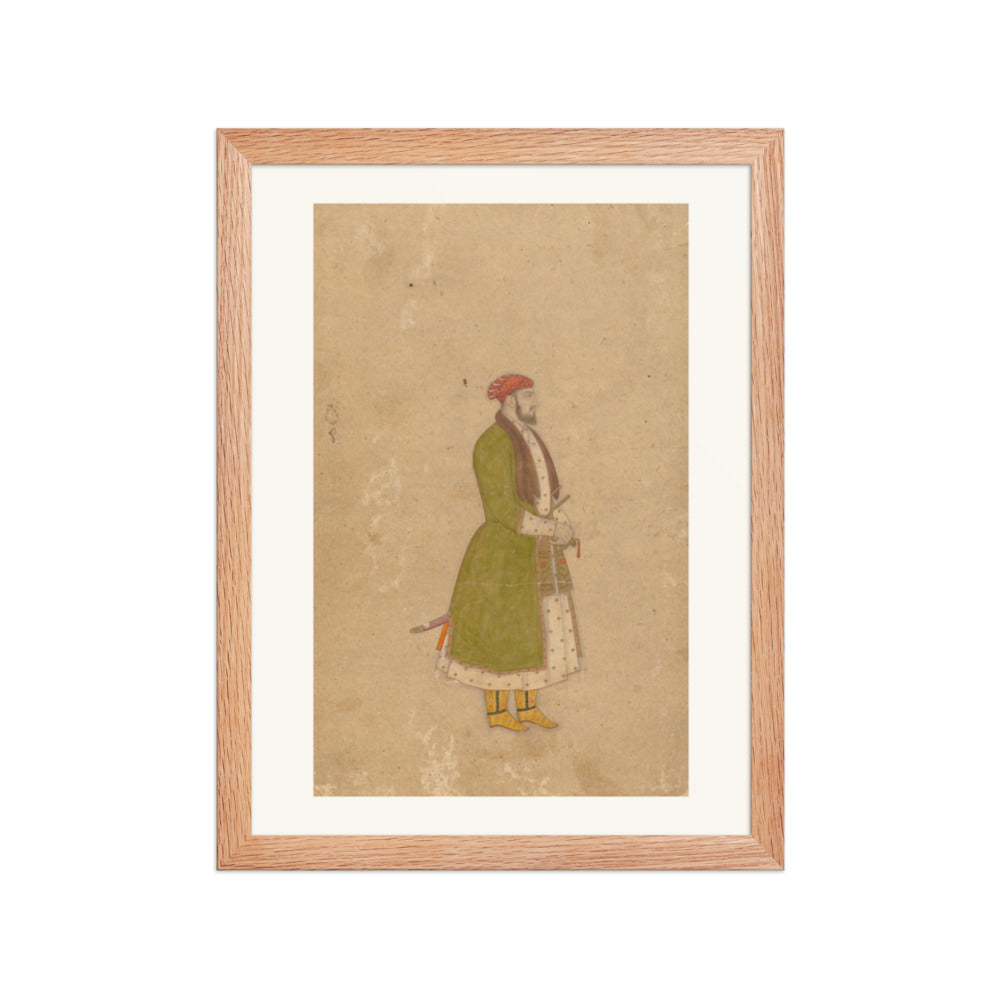 Portrait of the Courtier Mirza Muizz — Restored Mughal Wall Art — view 4