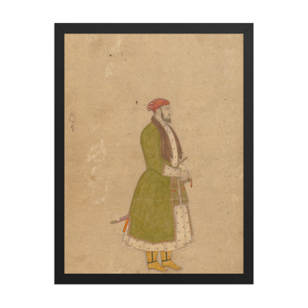 Portrait of the Courtier Mirza Muizz — Restored Mughal Wall Art — view 1