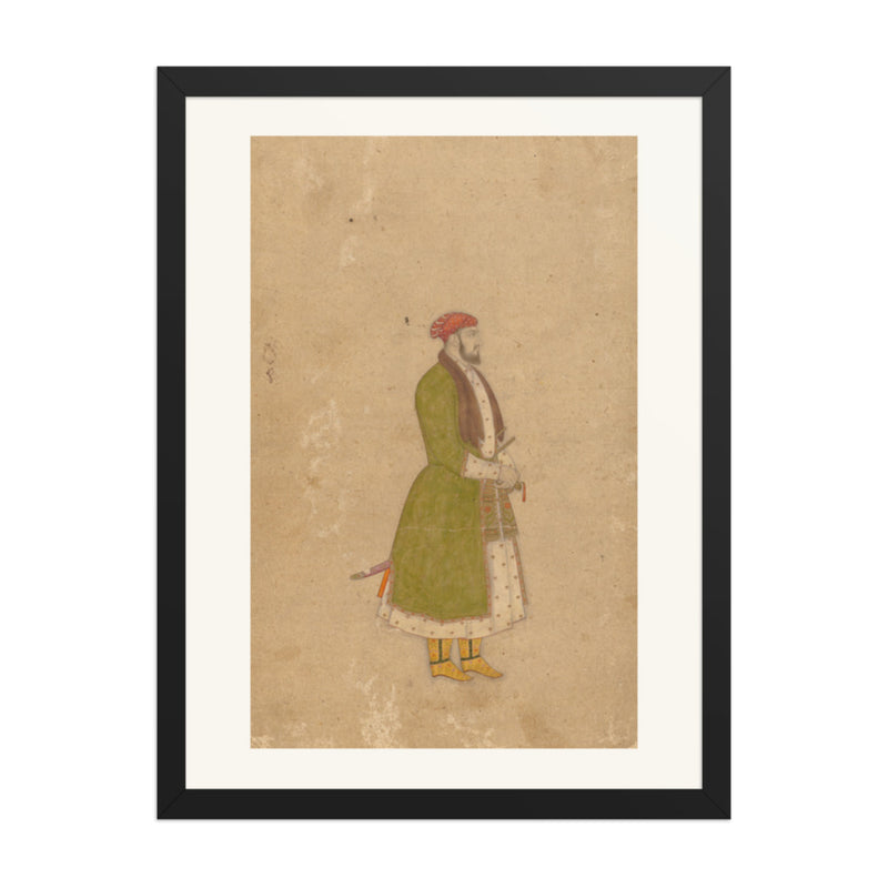 Portrait of the Courtier Mirza Muizz — Restored Mughal Wall Art