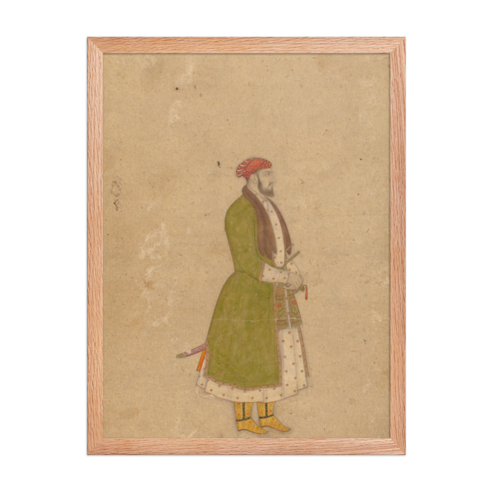 Portrait of the Courtier Mirza Muizz — Restored Mughal Wall Art — view 3