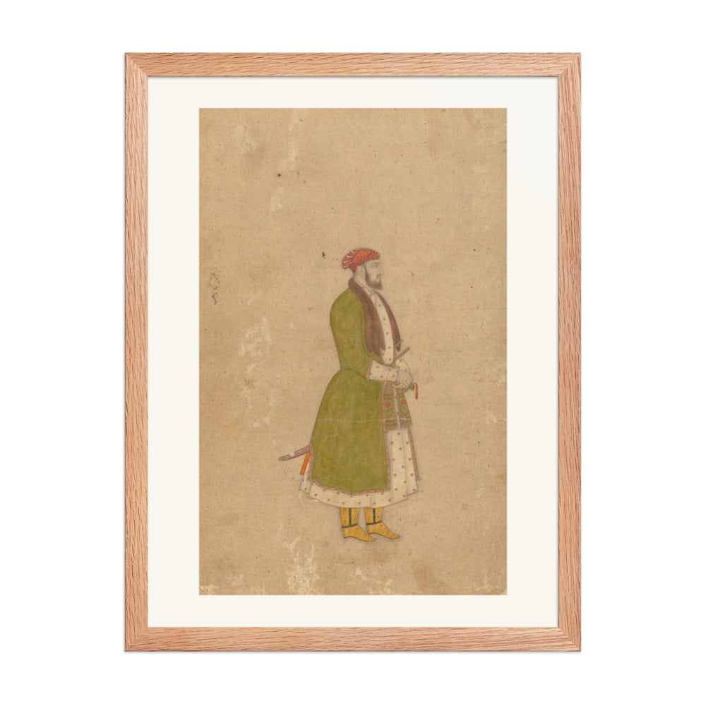 Portrait of the Courtier Mirza Muizz — Restored Mughal Wall Art — view 3