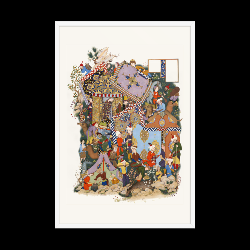 A Royal Encampment With Canopied Tents | Restored Persian Miniature — view 10