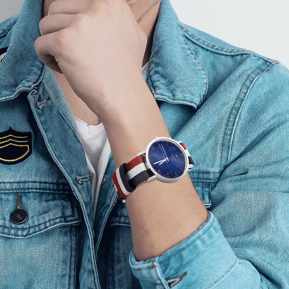 Shalimar Watch · Lapis, Striped Nylon Strap — view 4