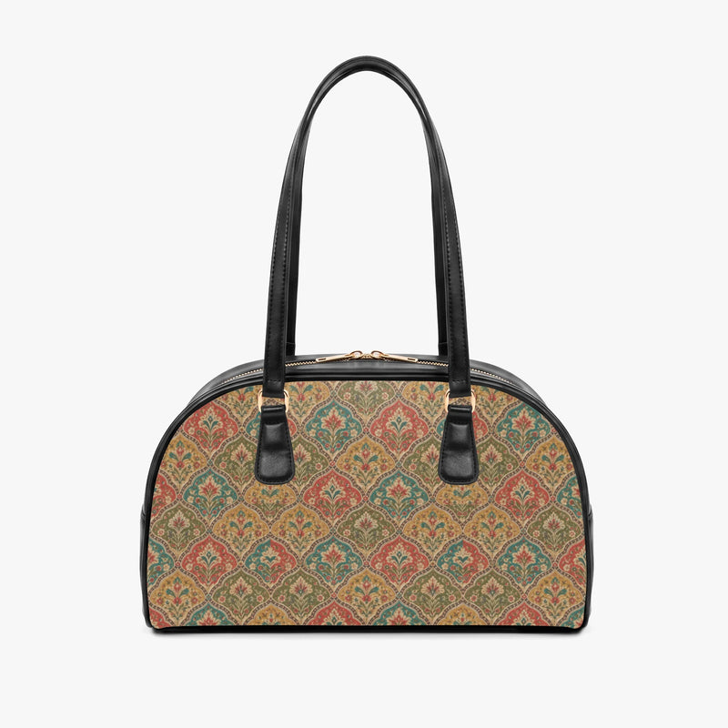 Mehrab Block Print — Ochre & Teal Arch-Top Handbag