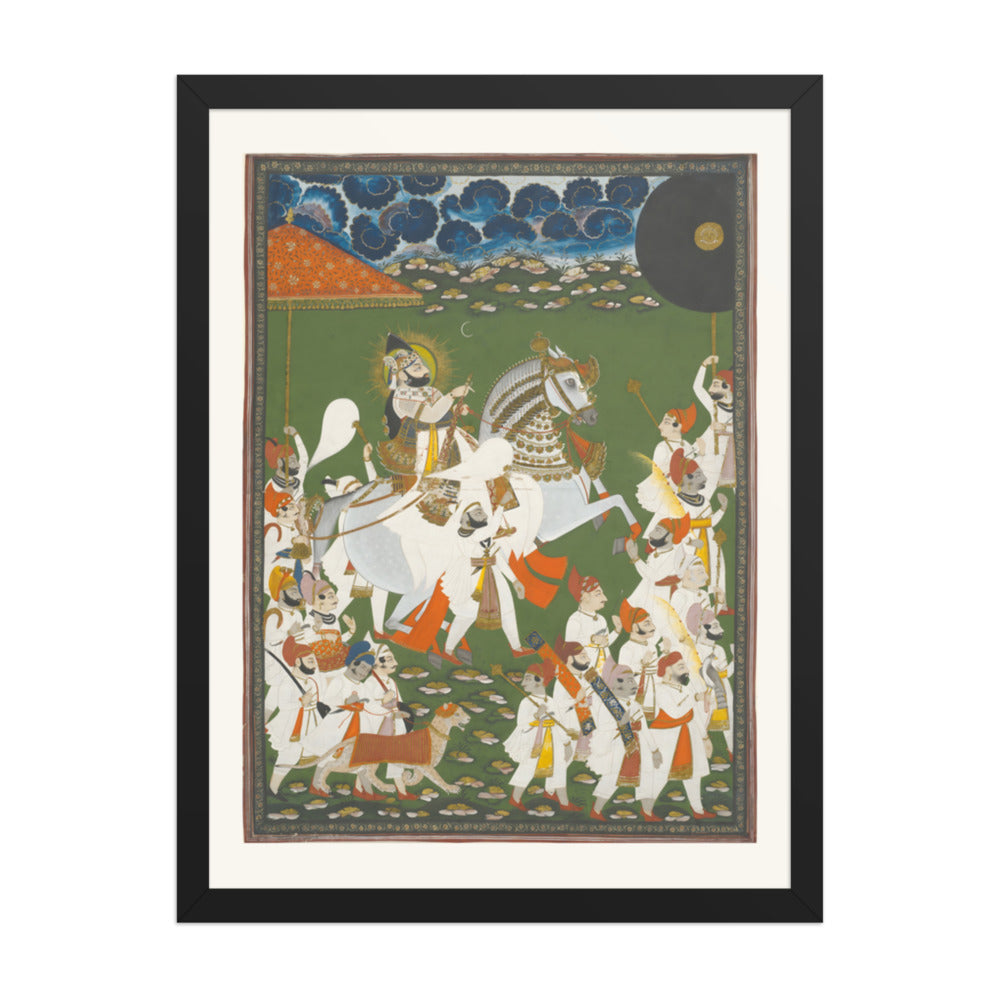 Maharana Bhim Singh in Procession — Restored Rajput Wall Art — view 1