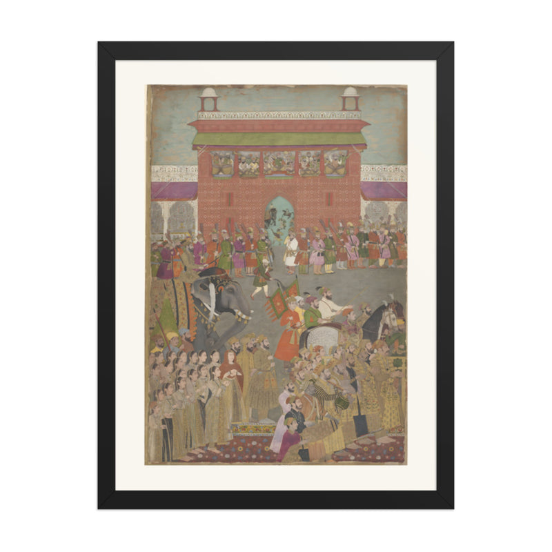 A Royal Procession with Musicians — Restored Mughal Wall Art