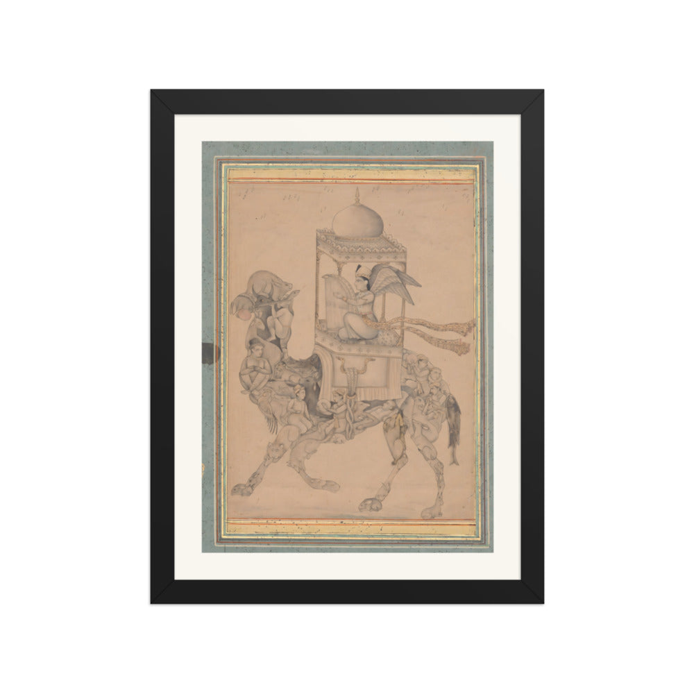 A Peri Riding a Composite Camel — Restored Deccan Wall Art — view 2