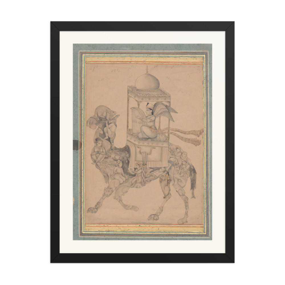 A Peri Riding a Composite Camel — Restored Deccan Wall Art — view 1