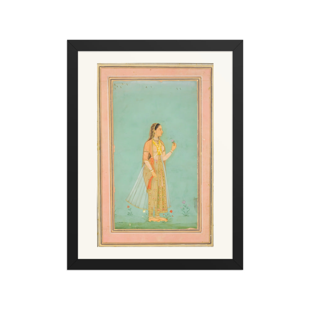 A Beauty Holding a Flower — Restored Mughal Wall Art — view 2