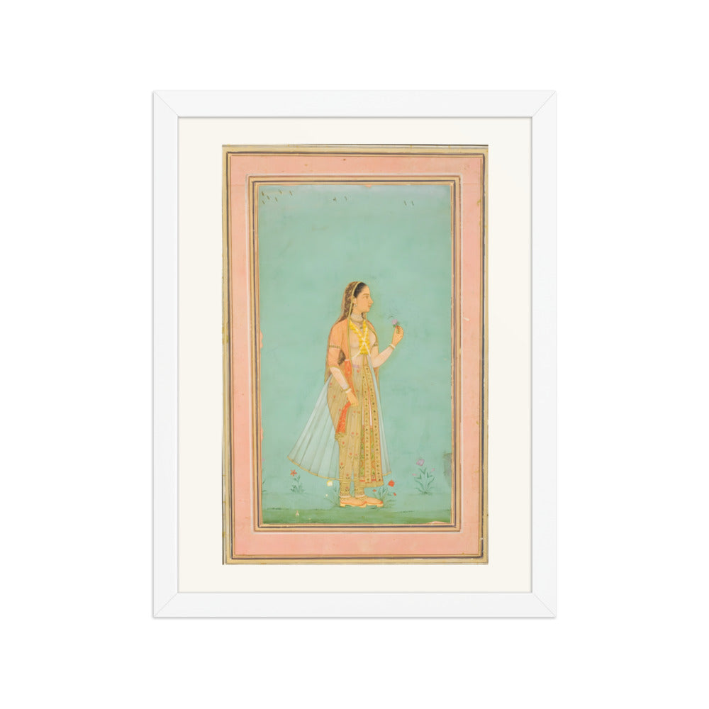 A Beauty Holding a Flower — Restored Mughal Wall Art — view 6