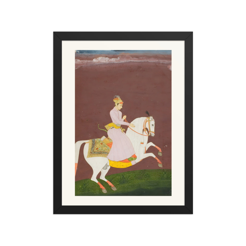 A Young Prince on Horseback — Restored Rajput Wall Art — view 2