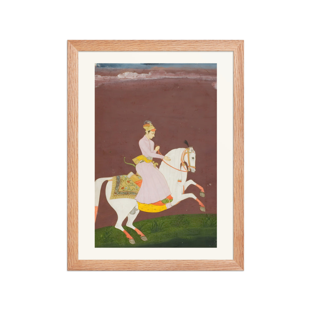 A Young Prince on Horseback — Restored Rajput Wall Art — view 4