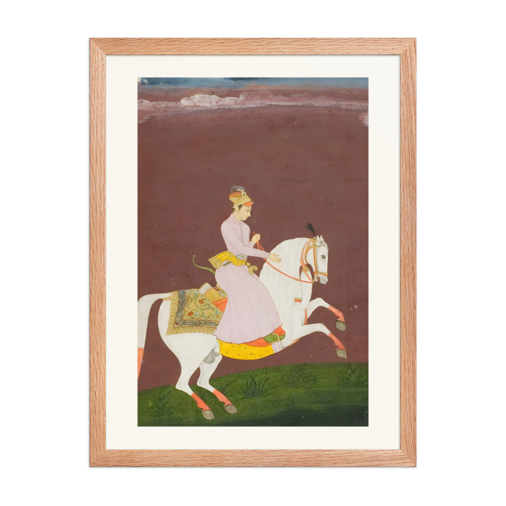 A Young Prince on Horseback — Restored Rajput Wall Art — view 3