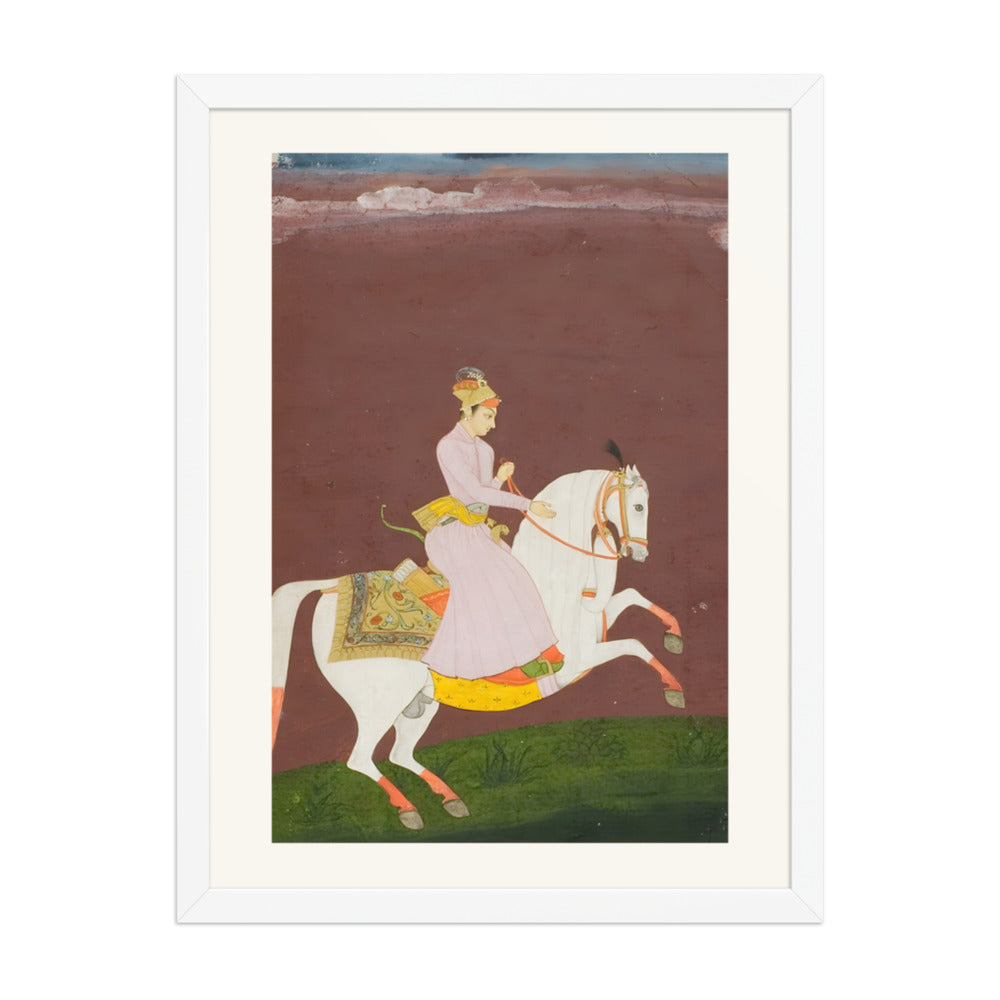 A Young Prince on Horseback — Restored Rajput Wall Art — view 5