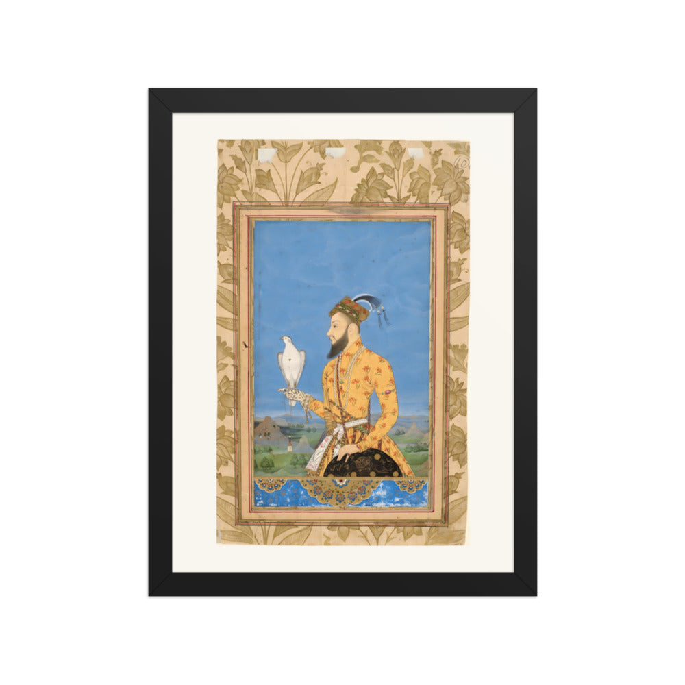 Portrait of Prince Azam Shah with a Falcon — Restored Deccan Wall Art — view 2