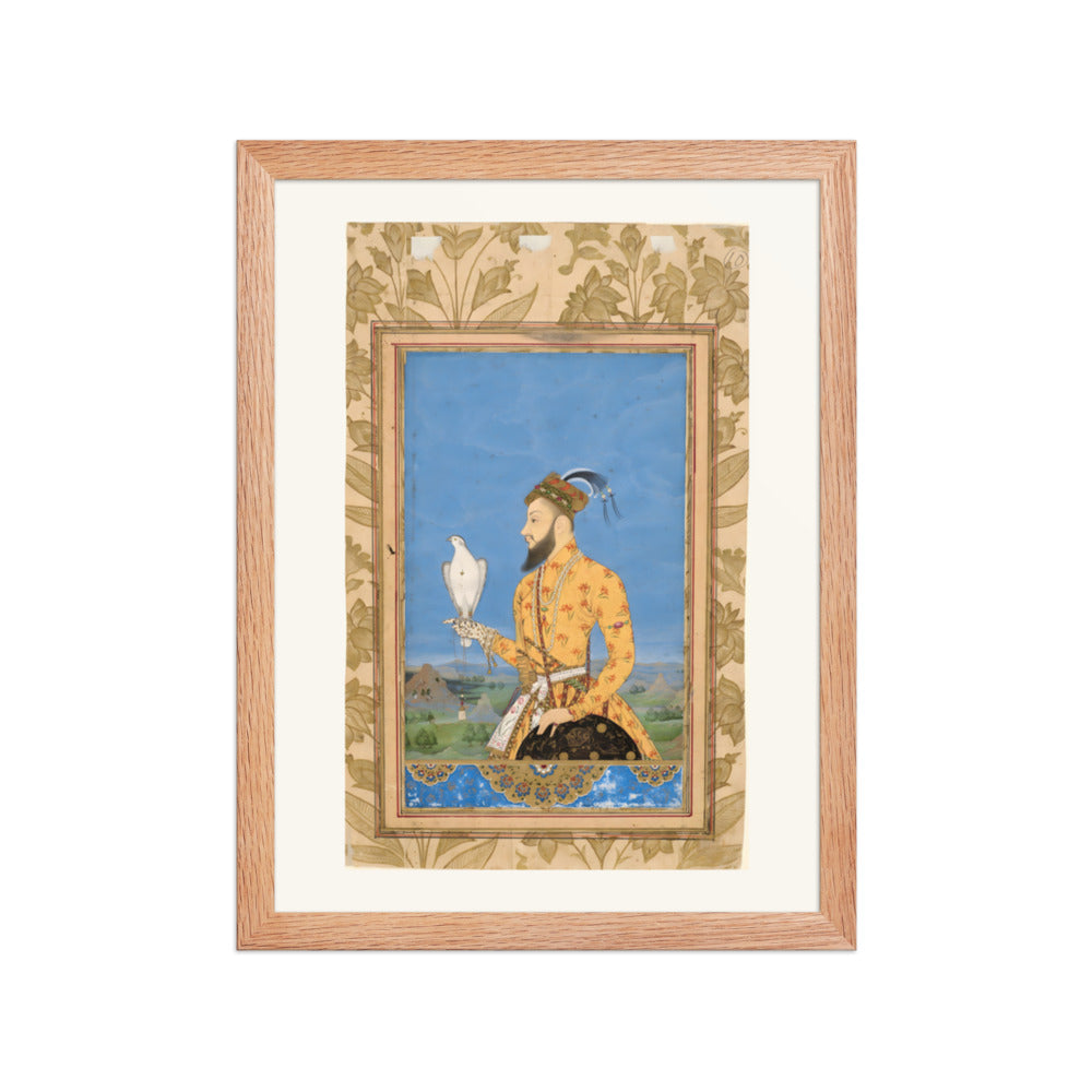 Portrait of Prince Azam Shah with a Falcon — Restored Deccan Wall Art — view 4
