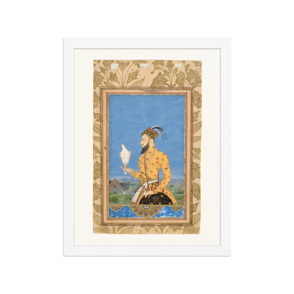 Portrait of Prince Azam Shah with a Falcon — Restored Deccan Wall Art — view 6