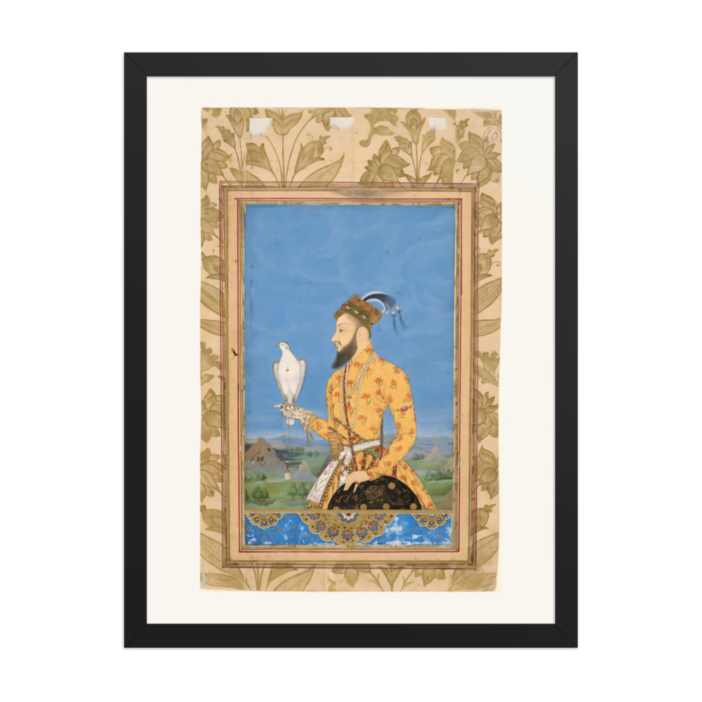 Portrait of Prince Azam Shah with a Falcon — Restored Deccan Wall Art — view 1