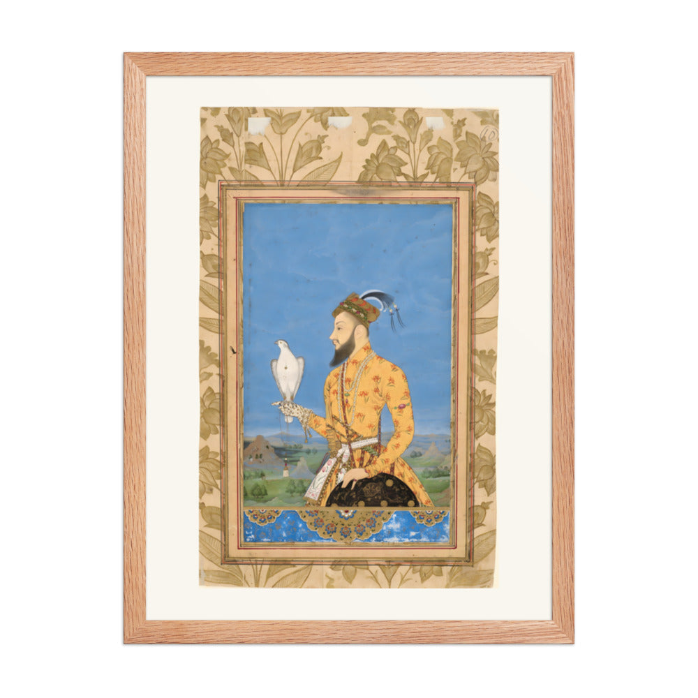 Portrait of Prince Azam Shah with a Falcon — Restored Deccan Wall Art — view 3