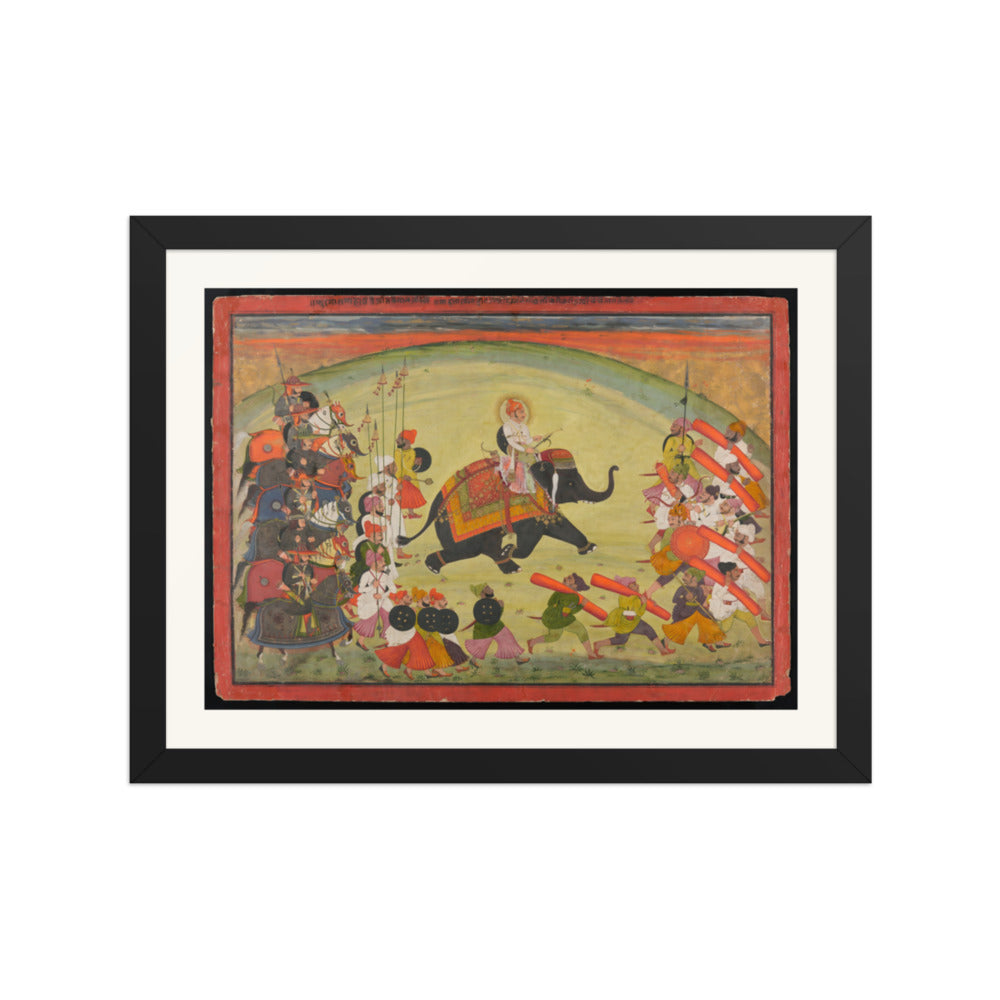 Maharao Gumen Singh Riding to the Hunt — Restored Rajput Wall Art — view 2