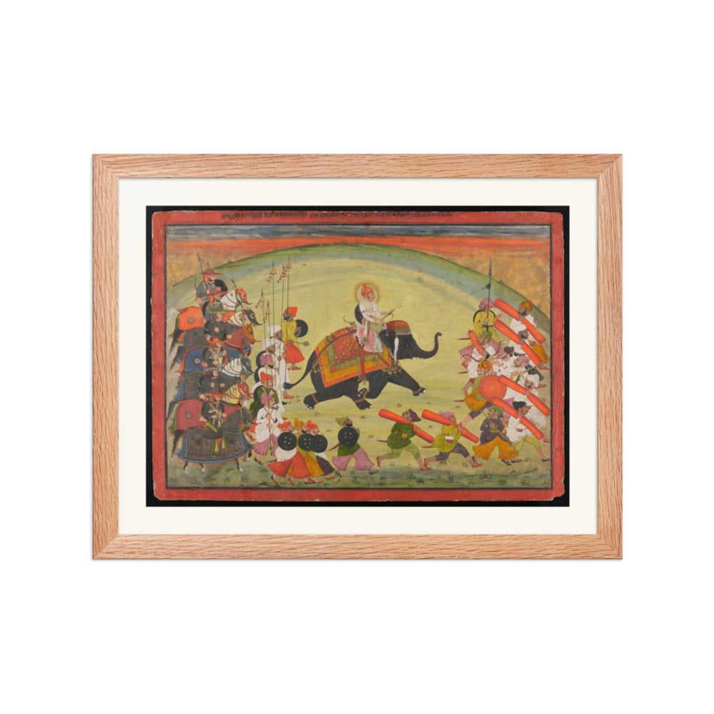 Maharao Gumen Singh Riding to the Hunt — Restored Rajput Wall Art — view 4