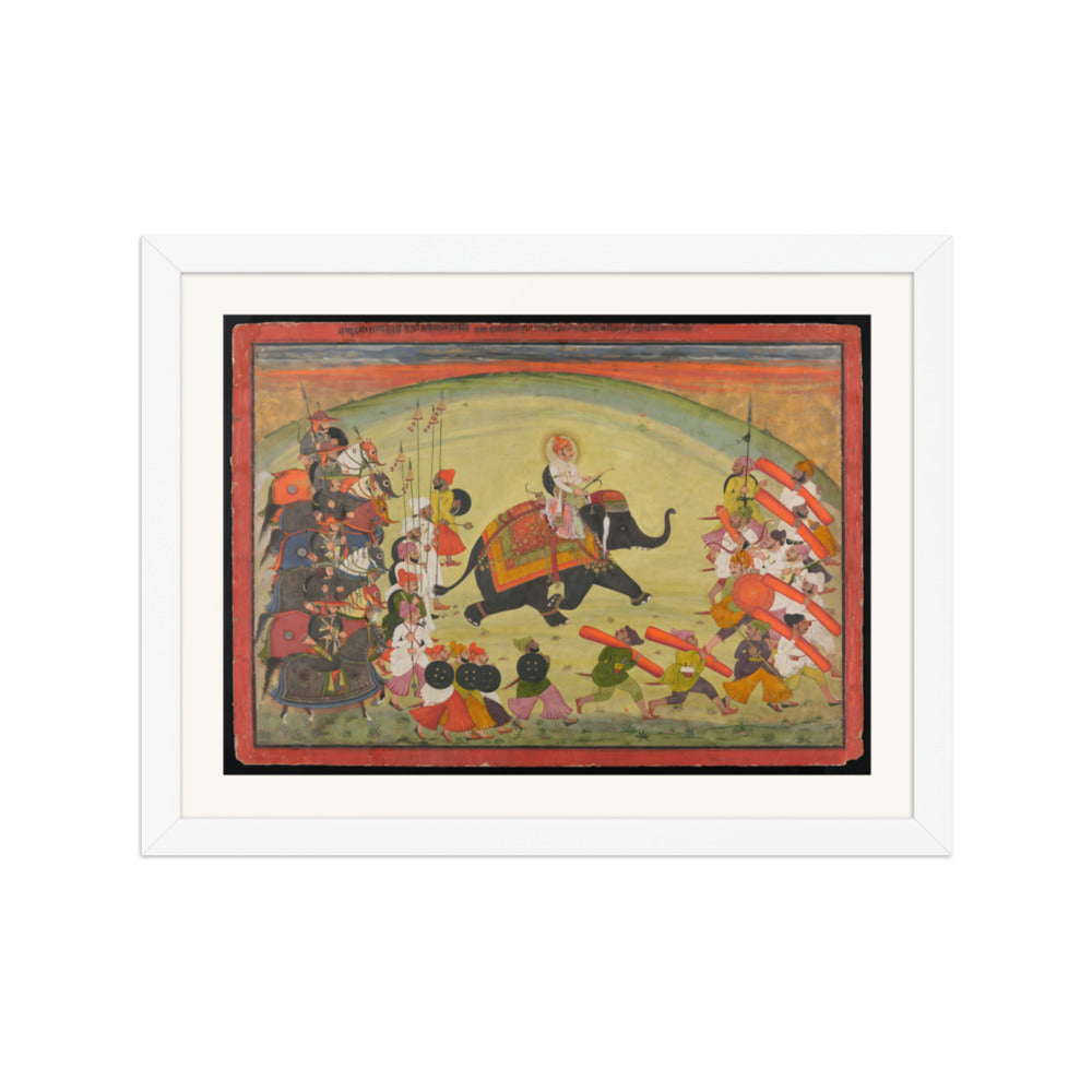 Maharao Gumen Singh Riding to the Hunt — Restored Rajput Wall Art — view 6