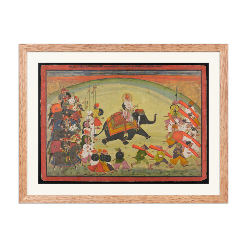 Maharao Gumen Singh Riding to the Hunt — Restored Rajput Wall Art — view 3