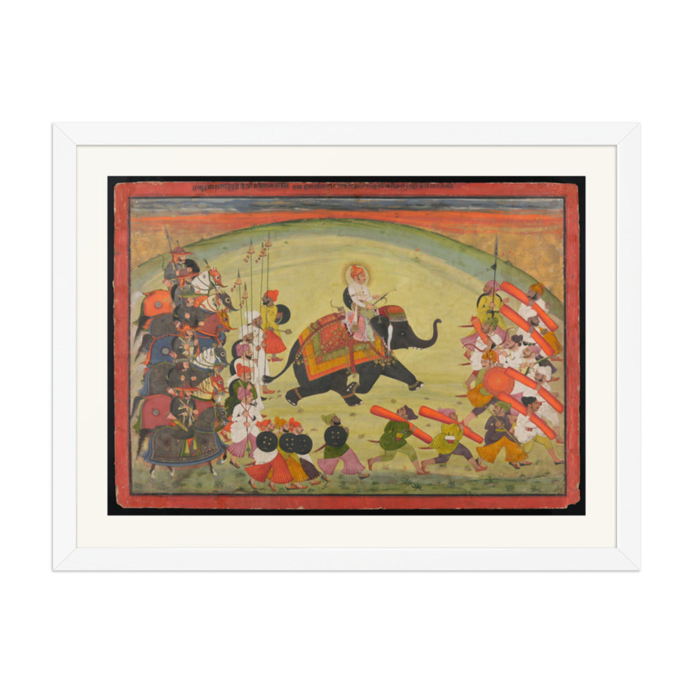 Maharao Gumen Singh Riding to the Hunt — Restored Rajput Wall Art — view 5