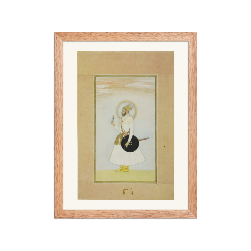 Portrait of Muhammad Azim with a Shield — Restored Rajput Wall Art — view 4