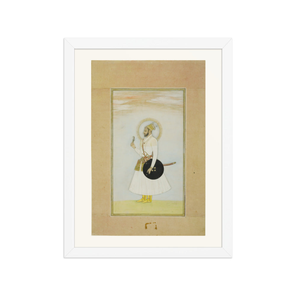 Portrait of Muhammad Azim with a Shield — Restored Rajput Wall Art — view 6