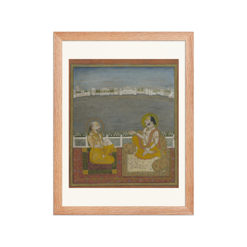 A Prince and Companion on a Terrace — Restored Rajput Wall Art — view 4