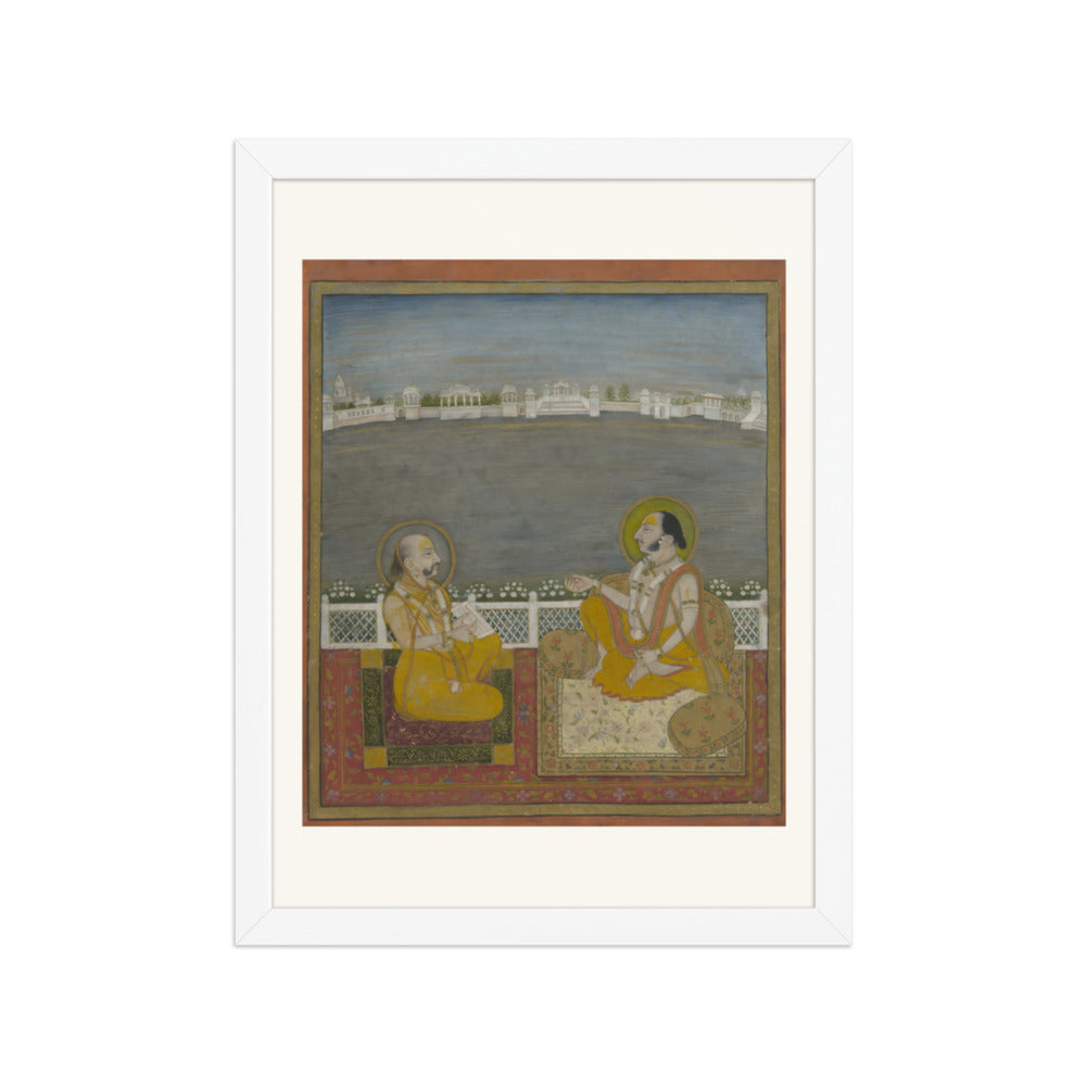 A Prince and Companion on a Terrace — Restored Rajput Wall Art — view 6