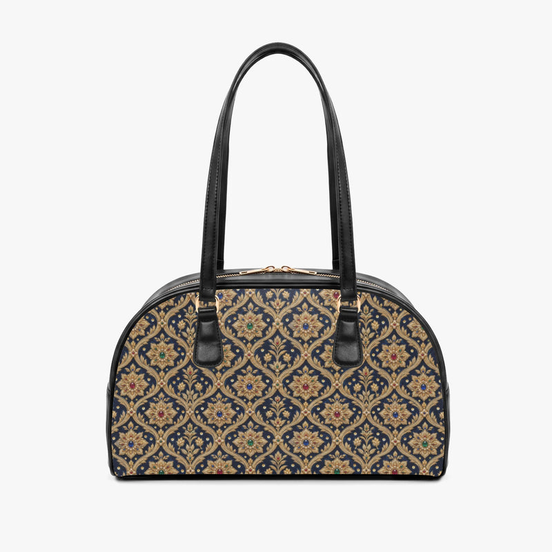 Zardozi Midnight — Navy & Gold Arch-Top Handbag