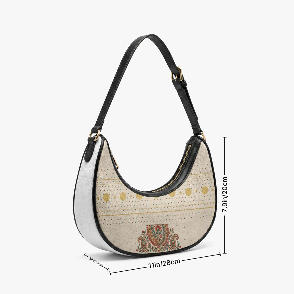 Embroidered Buta — Ivory Crescent Shoulder Bag — view 10