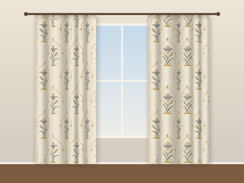 Arch & Lily Small-Print Blackout Curtain — Ivory