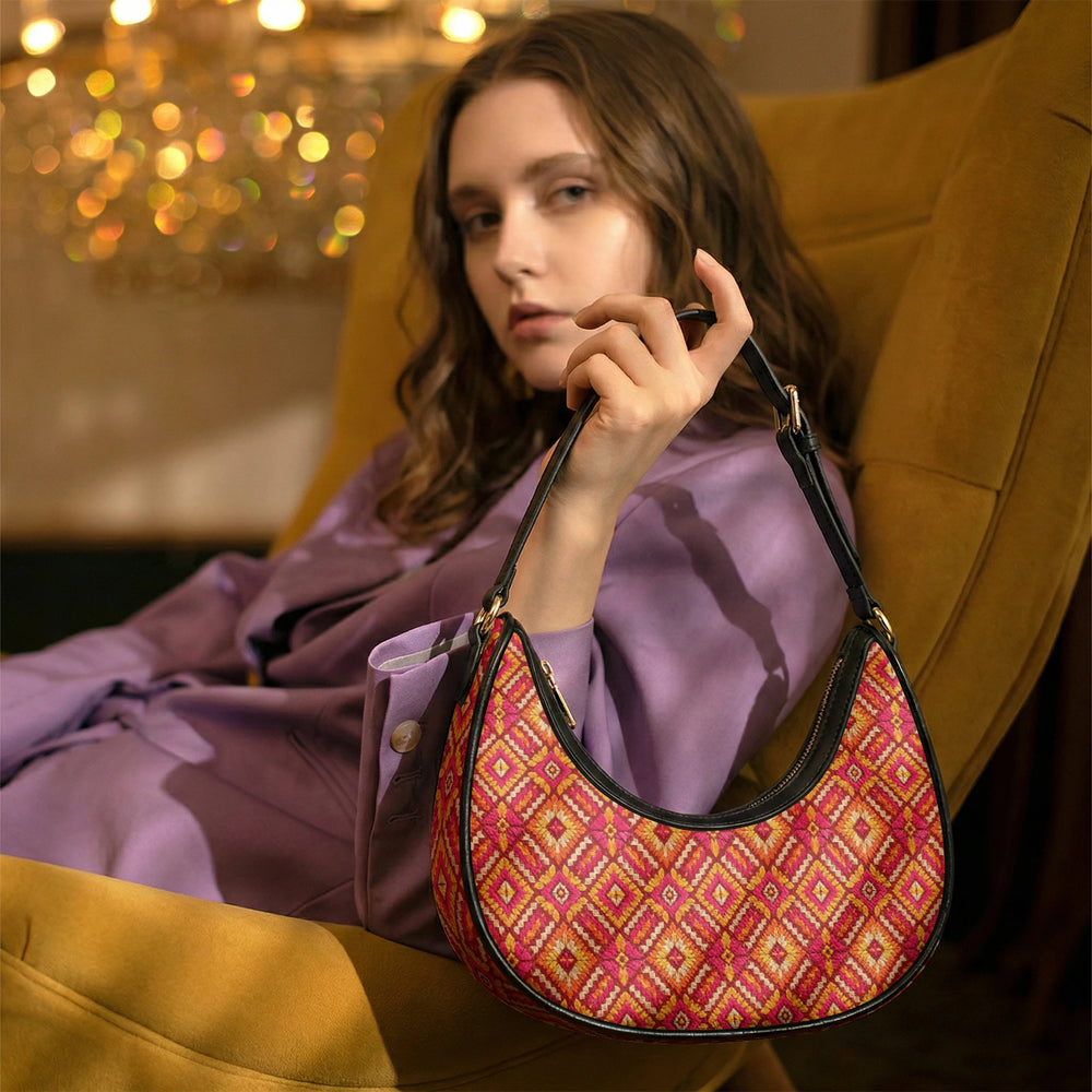 Phulkari — Saffron & Red Crescent Shoulder Bag — view 18