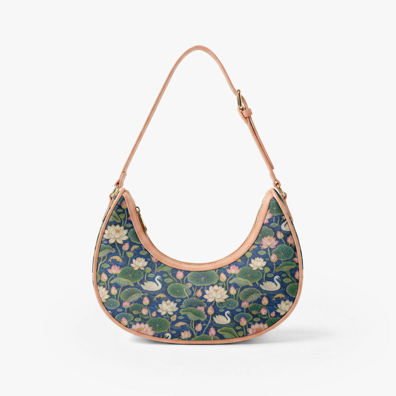 Kamal Talai — Lotus Pond Navy Crescent Shoulder Bag
