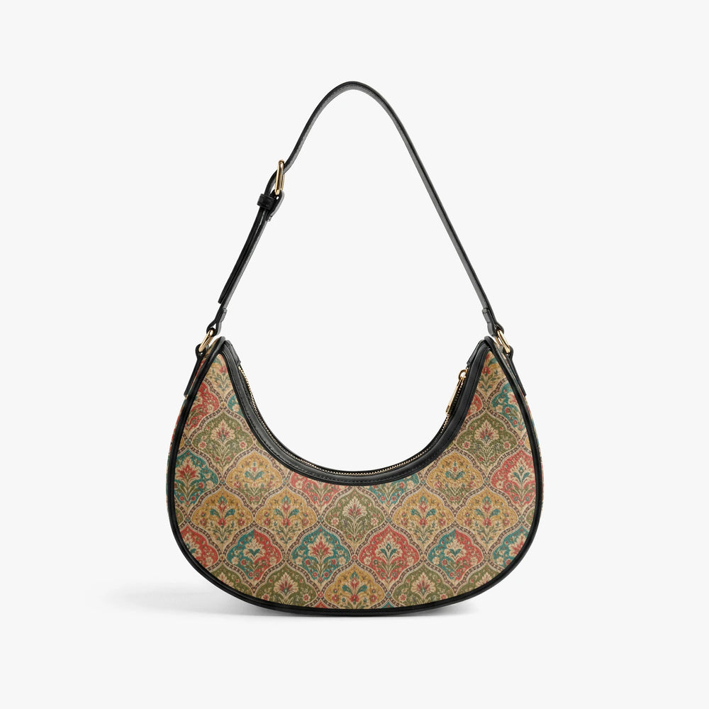 Mehrab Block Print — Ochre & Teal Crescent Shoulder Bag — view 6