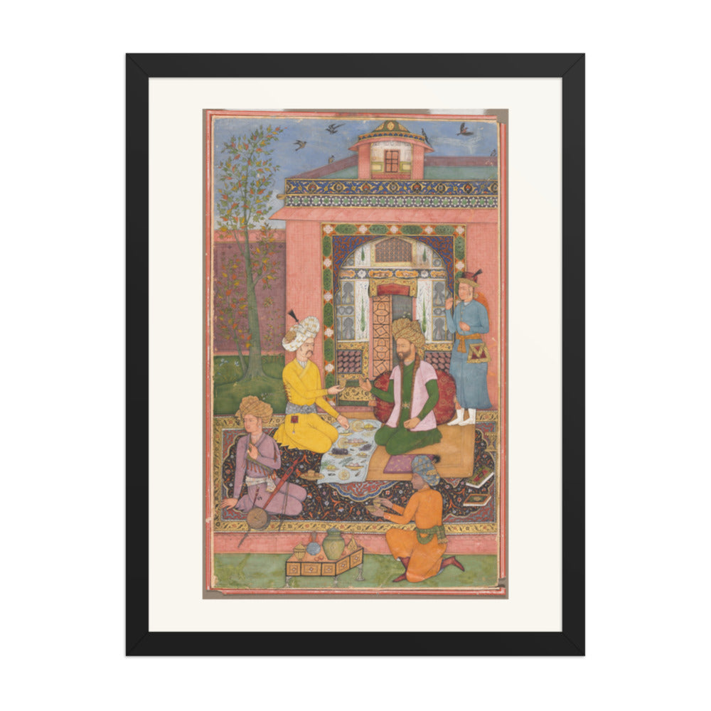 A Royal Picnic on a Terrace, by Muhammad Ali | Restored Mughal Wall Art — view 1