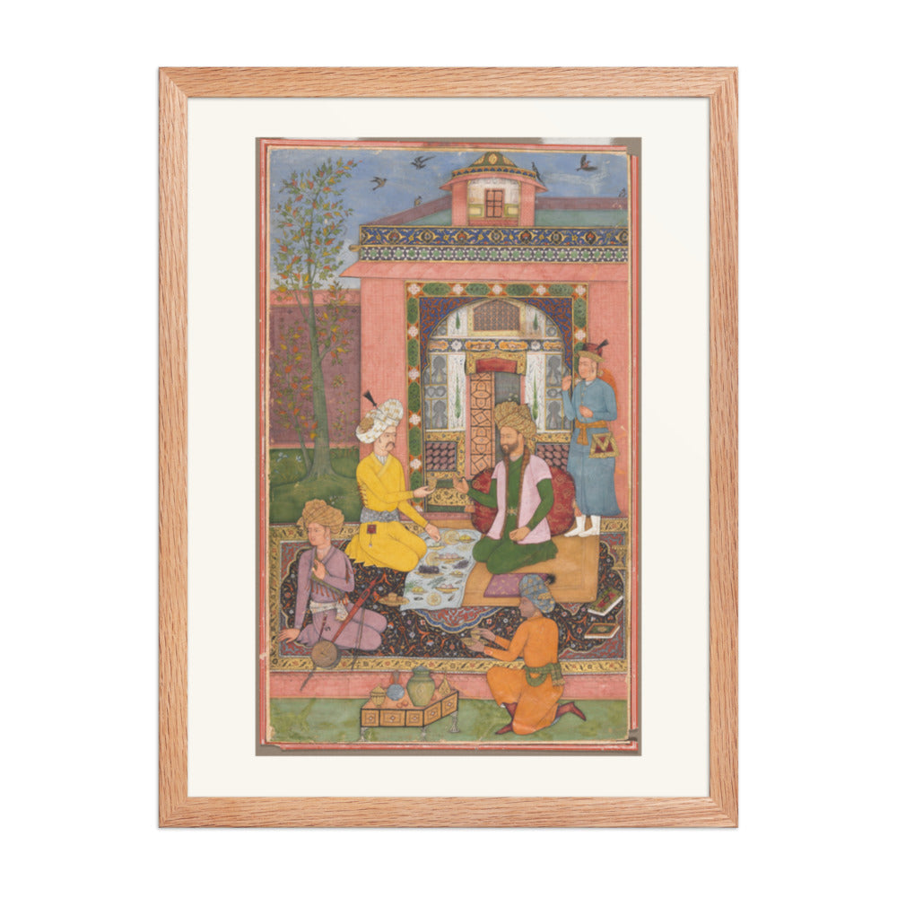 A Royal Picnic on a Terrace, by Muhammad Ali | Restored Mughal Wall Art — view 3