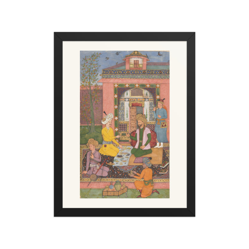A Royal Picnic on a Terrace, by Muhammad Ali | Restored Mughal Wall Art