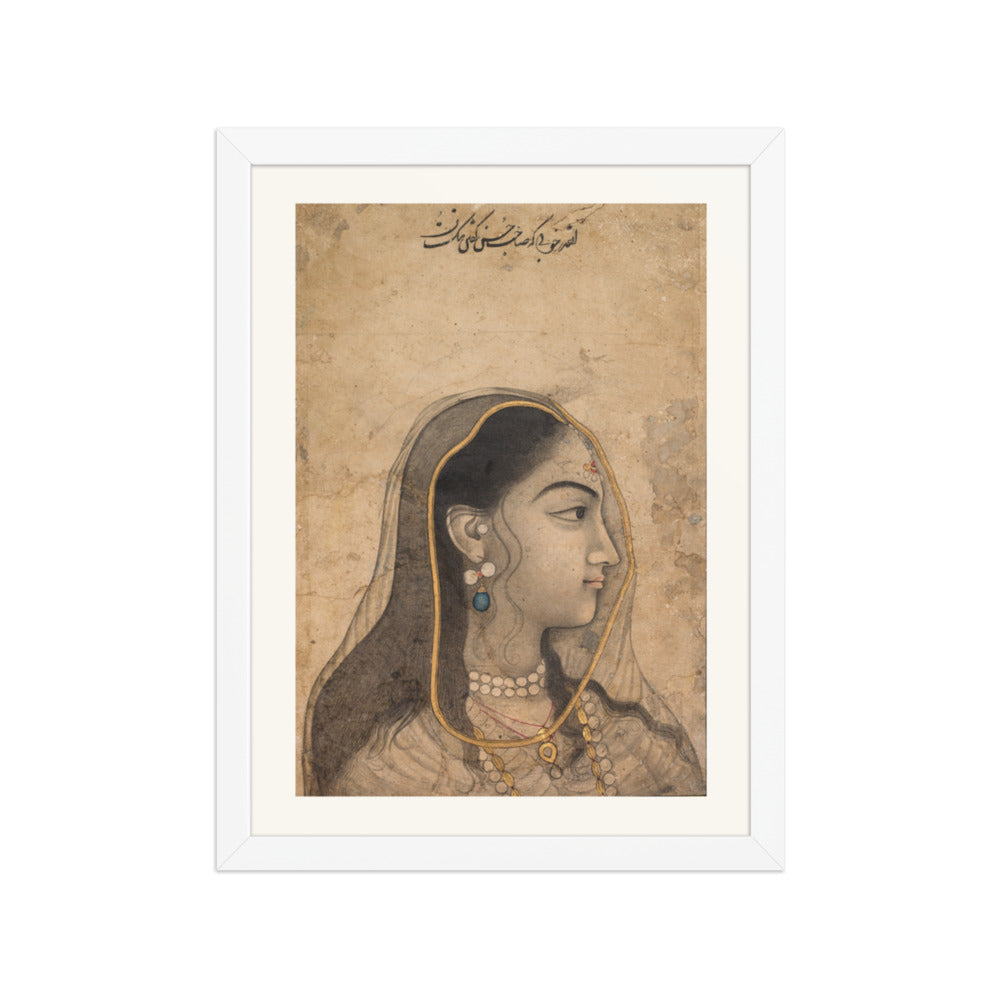 Head of a Beauty — Restored Mughal Wall Art — view 3