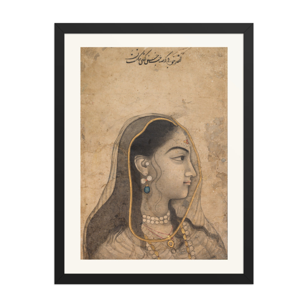 Head of a Beauty — Restored Mughal Wall Art — view 4