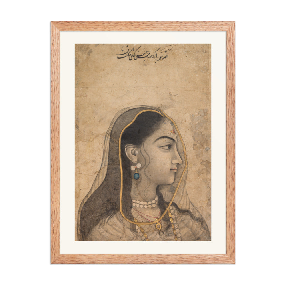 Head of a Beauty — Restored Mughal Wall Art — view 5