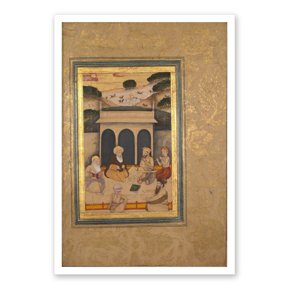 A Nobleman Visiting a Saint at His Shrine — Restored Mughal Wall Art — view 7