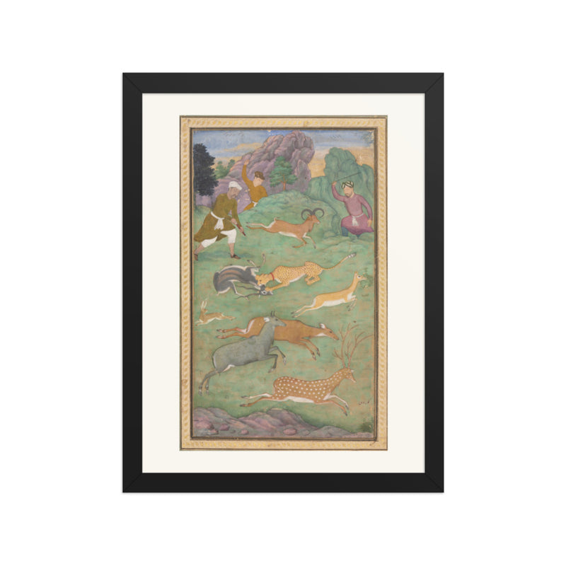 Antelope and Deer Hunt, by Govardhan | Restored Mughal Wall Art